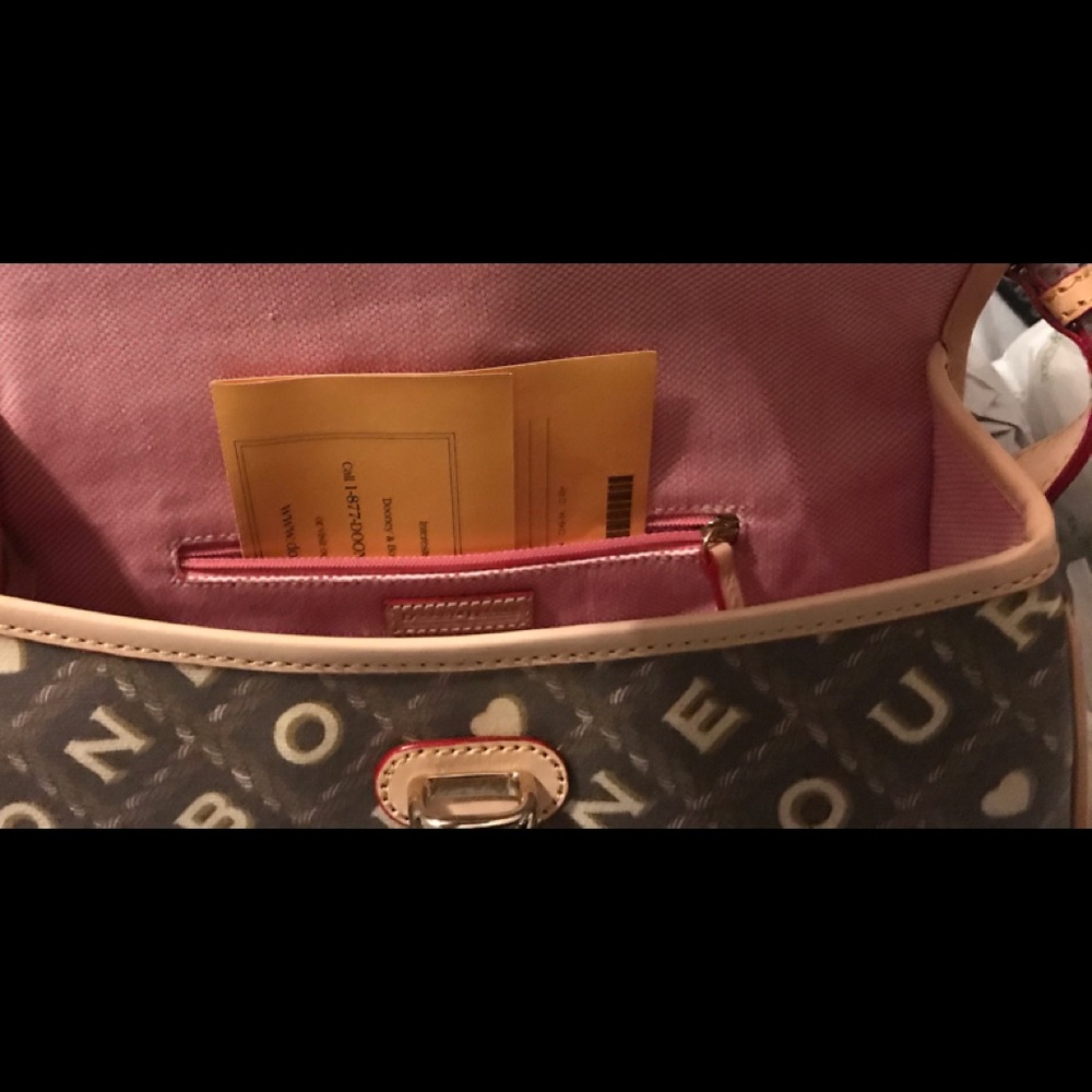 Dooney and Bourke Crossword Pattern Brown/Coffee Handbag Purse Large F… - Picture 8 of 11